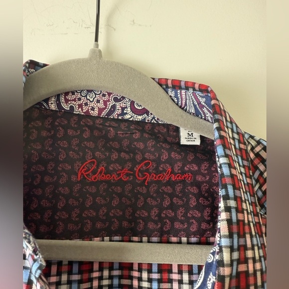 Robert Graham Shirt Men’s Medium Casual Button Down Plaid Paisley Print - Picture 2 of 13